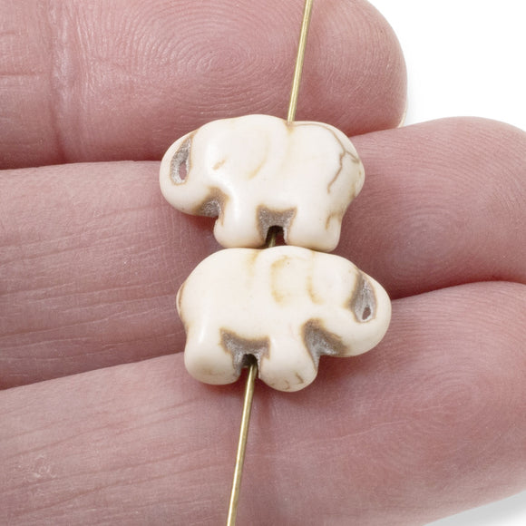 20 Off-White Elephant Beads - Small Lucky Elephants - Animal Beads for Crafts