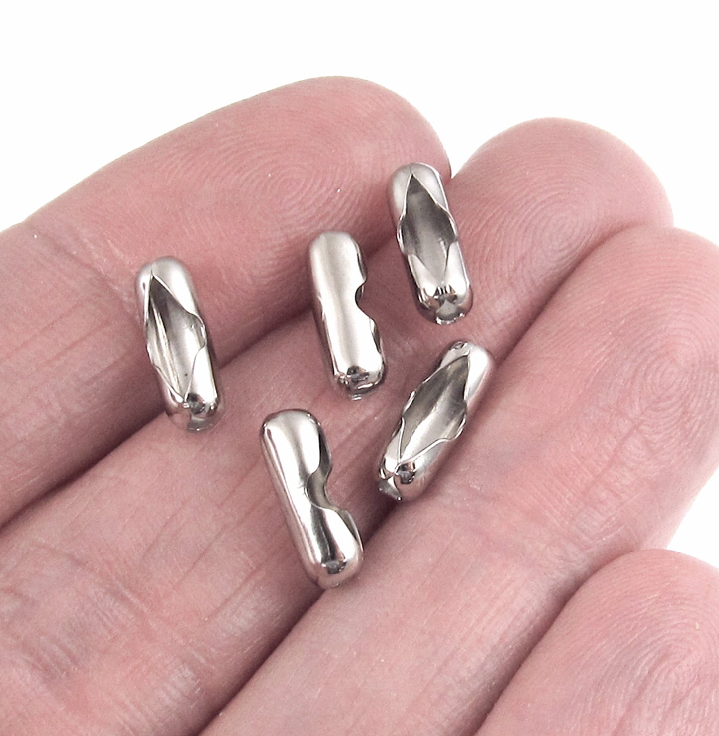 Silver Ball Chain Connectors, 50-Pack Nickel Plated Brass, DIY Jewelry Making