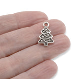 2 Silver Christmas Tree Charms, TierraCast Holiday Charm for DIY Jewelry Making