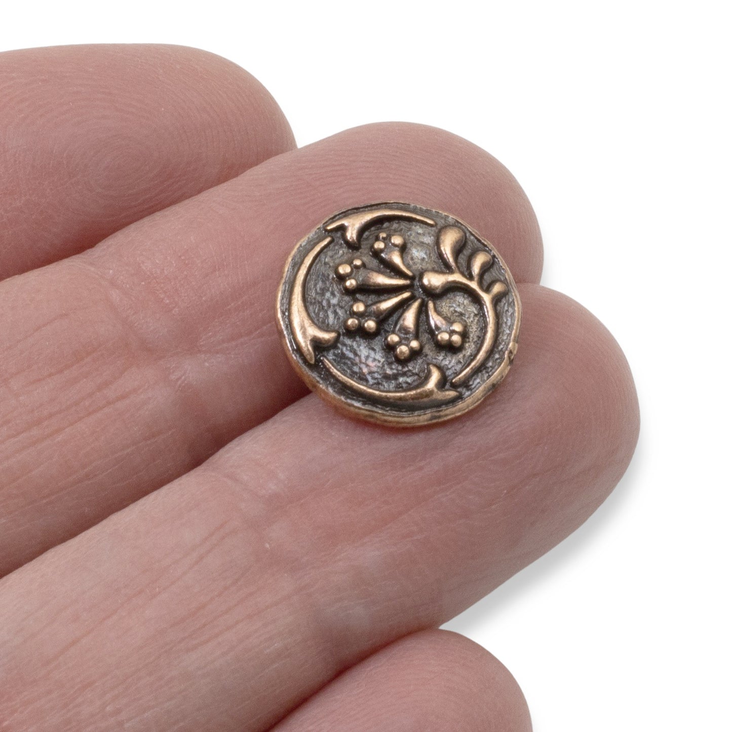 Copper Vignette Buttons, 4-Pack Floral Metal Shank Buttons for Wrap Bracelets