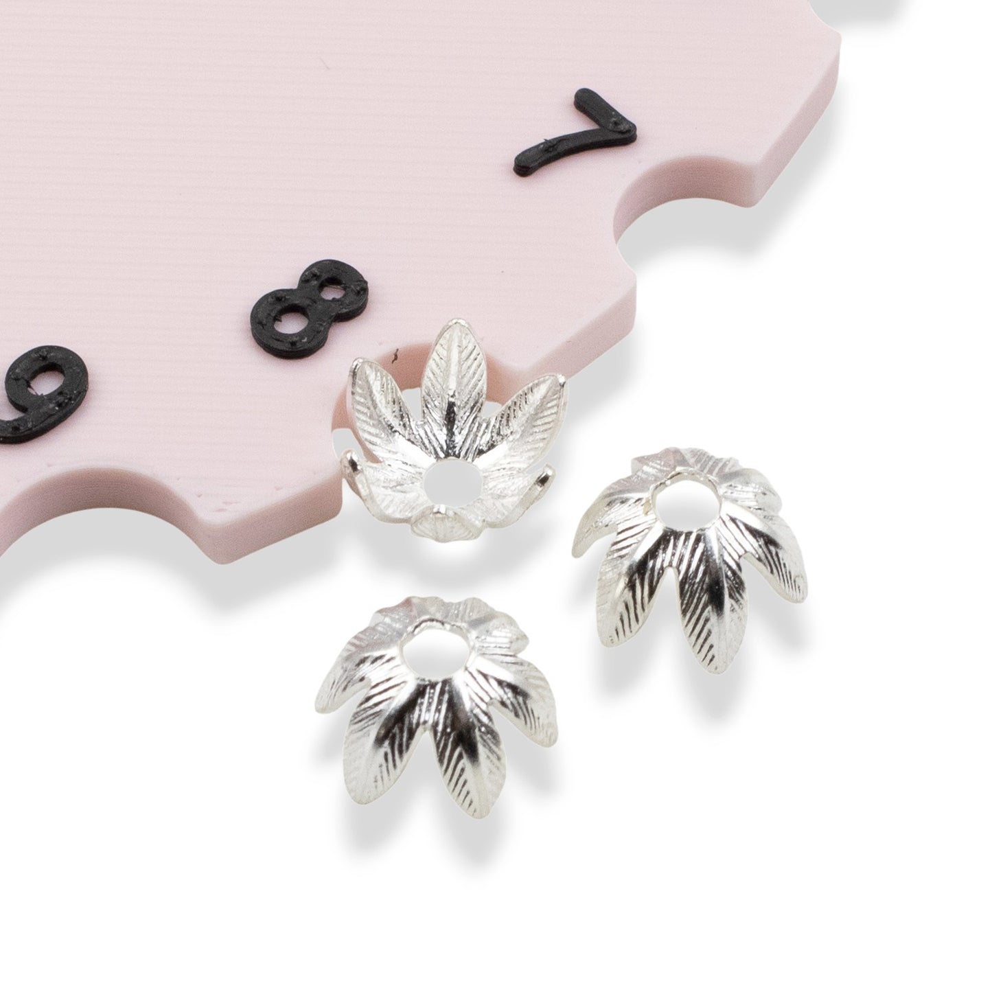 Daisy Bead Caps 8mm Sterling Silver-Plated Pewter: Floral Metal Findings USA Made 4-Pack Jewelry Making