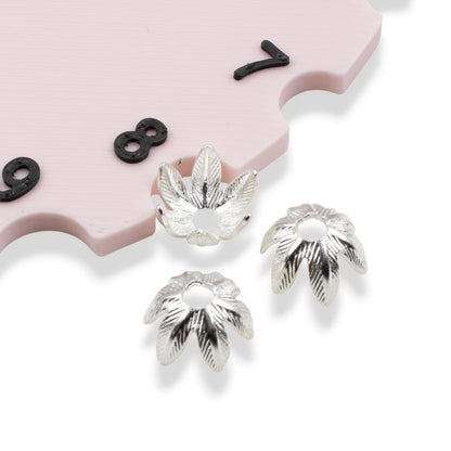 Daisy Bead Caps 8mm Sterling Silver-Plated Pewter: Floral Metal Findings USA Made 4-Pack Jewelry Making