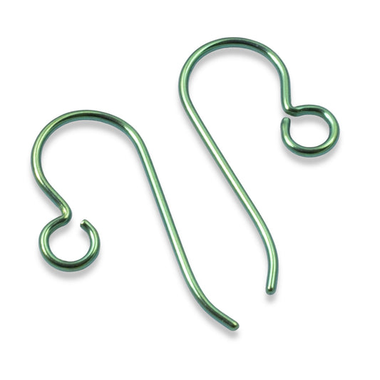 10 Premium Green Niobium Ear Wires - Hypoallergenic Earring Hooks - USA Made
