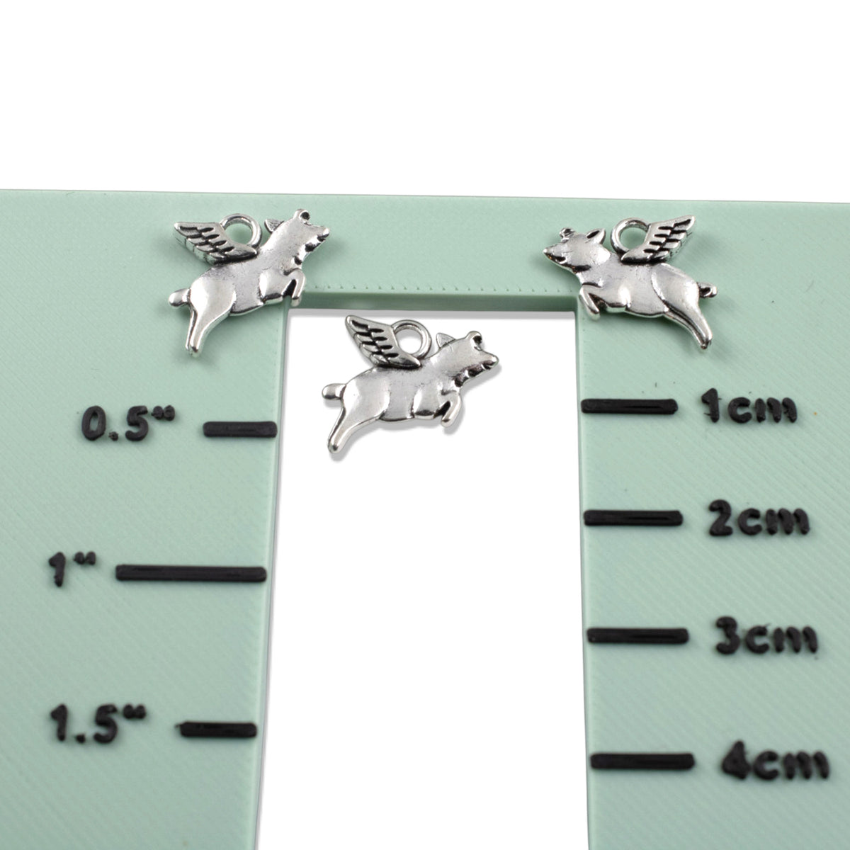 Silver Flying Pig Charms 20Pcs, Whimsical Novelty Metal Pendants
