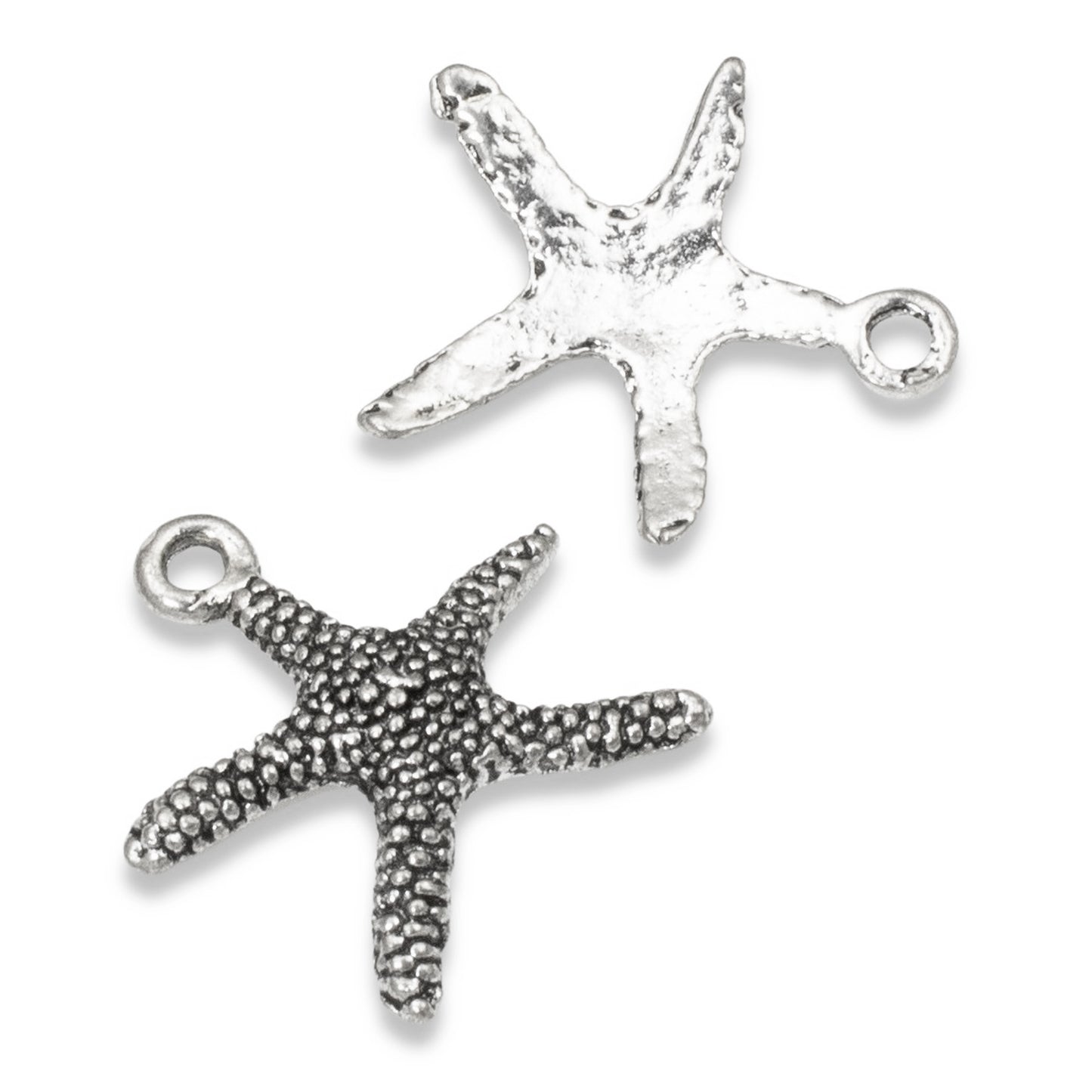 20 Silver Starfish Charms - Metal Beach Ocean Charm - Summer Jewelry Making