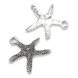 20 Silver Starfish Charms, Metal Beach Ocean Charm for Summer Jewelry Making