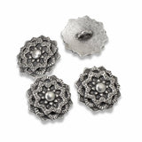 4 Antique Pewter Mandala Buttons, TierraCast Silver Leather Clasp, Shank Back