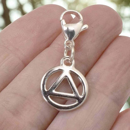 Recovery Bag Charm Silver Triangle, Sobriety Clip-On, Inspirational Symbol for Healing & Resilience, Encouragement Gift