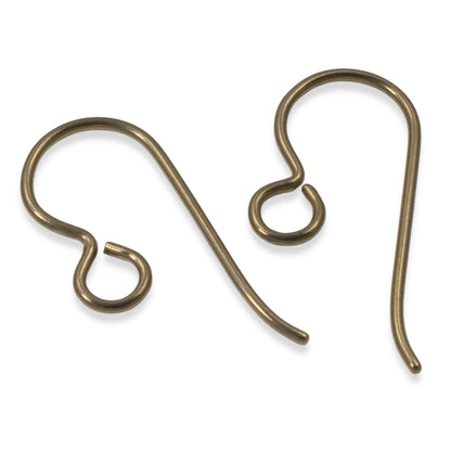 10 Antique Brass Niobium Ear Wires - Regular Loop - Hypoallergenic Earring Hooks