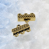 2 Pc Gold 3 to 1 Braided Links - Multi-Strand Connectors - TierraCast Pewter
