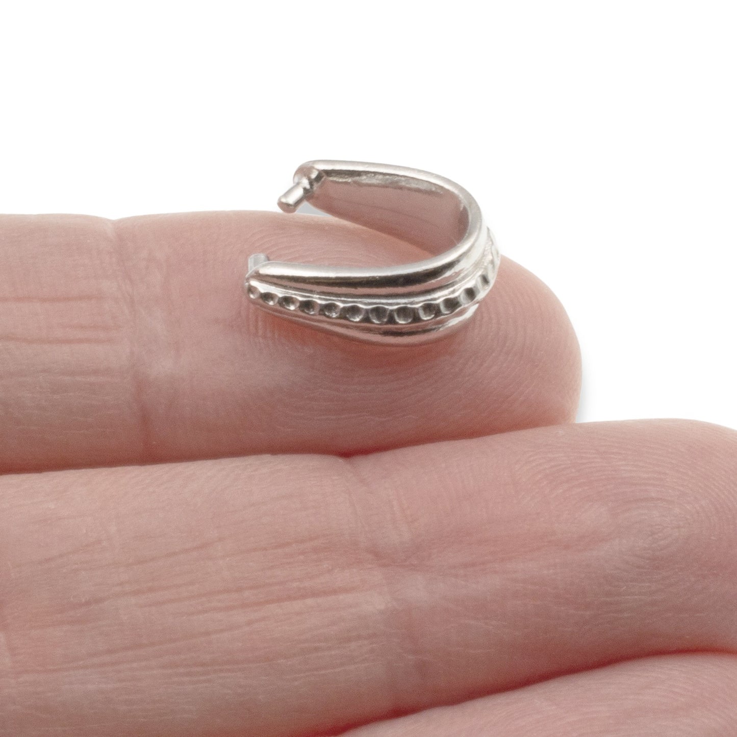 Silver Hammered Pinch Bails, 4-Pack White Bronze 14mm x 7mm Pendant Holders