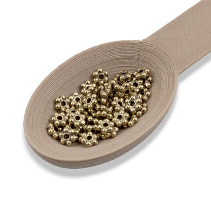 Satin Brass 3mm Daisy Spacers: Heishi Flower Spacers, Tiny Jewelry Beads 50-Pack