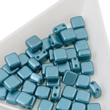 50 Tile Mini Beads - Pastel Blue Zircon - 5mm Square 2-Hole Czech Glass Beads