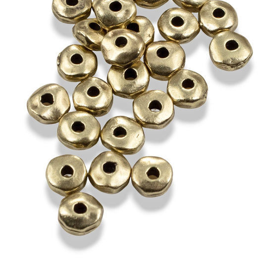 Brass Nugget Beads: Satin Brass Organic Pewter Spacers 5mm Limited Edition 25-Pack