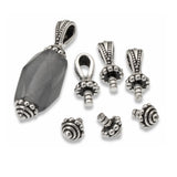 4 Sets of Silver Glueable Royal Bails and Beaded Caps for Large Hole Beads