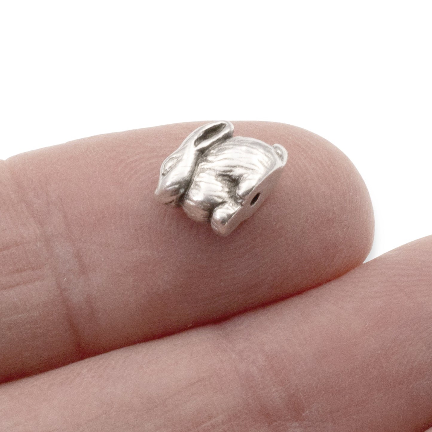Silver Bunny Beads: 4-Pack Rabbits for Easter Jewelry Making Spring Crafts, Woodland Nature DIY 9mm