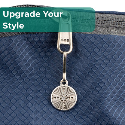 Labyrinth Zipper Charm, Pewter Bag Accessory, Keychain Maze Symbol Clip-on