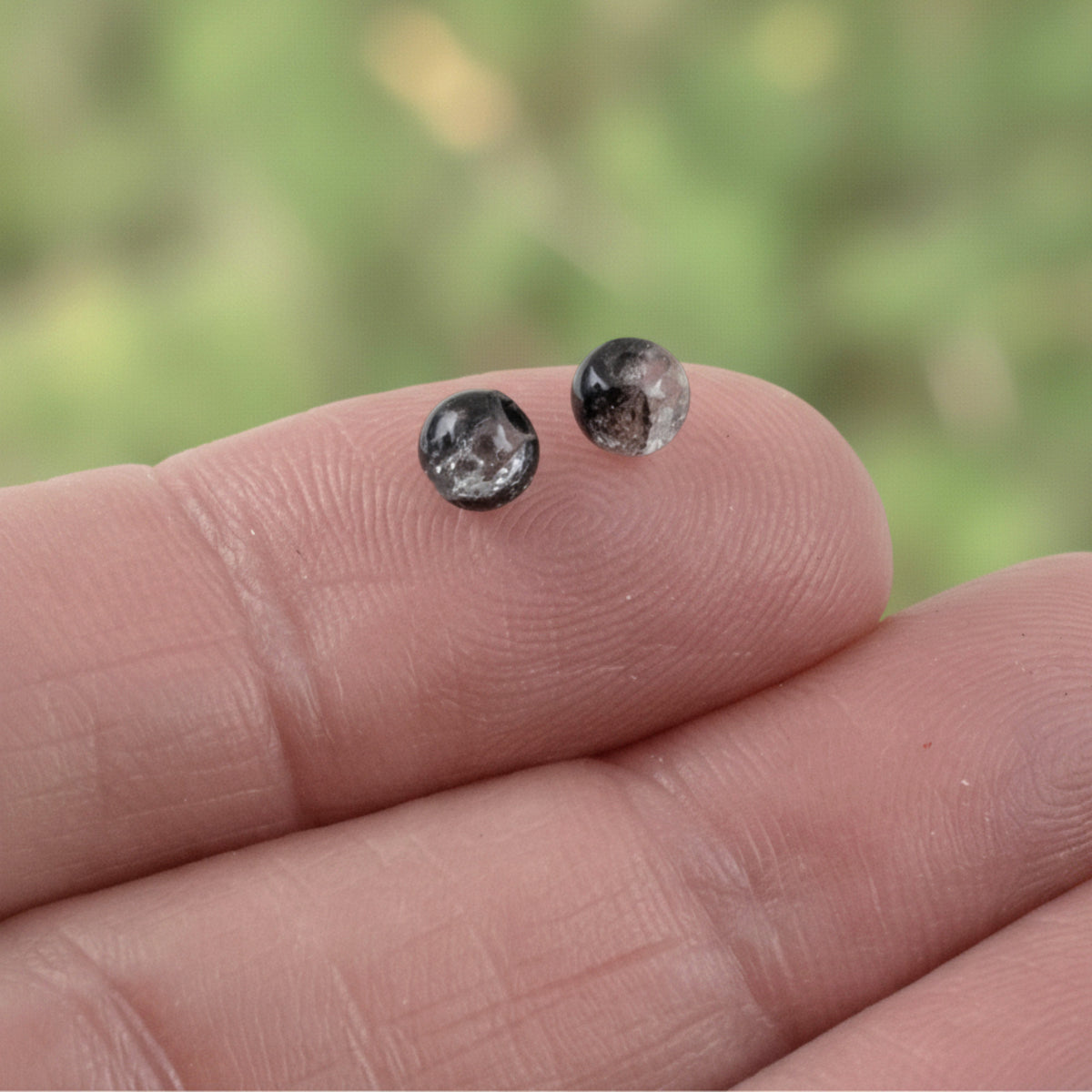 4mm Black & Clear Round Glass Crackle Beads, Two-Tone Double Color 200/Pkg
