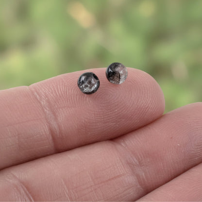4mm Black & Clear Round Glass Crackle Beads, Two-Tone Double Color 200/Pkg