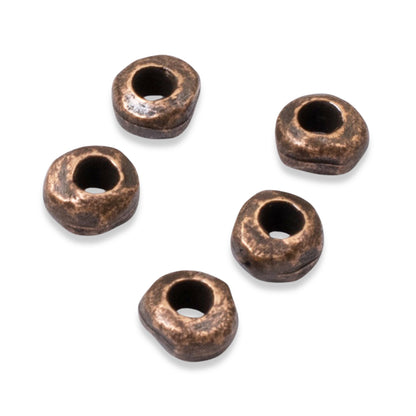 5 Copper 5mm Nugget Spacer Beads - Large Hole for Leather Cord - Nunn Design