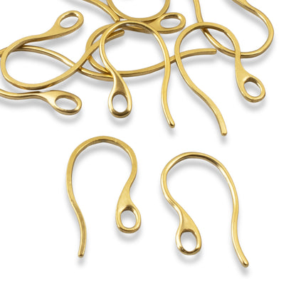 10 Gold-Plated Stainless Steel Ear Wires - Durable 18 Gauge - Modern Earrings