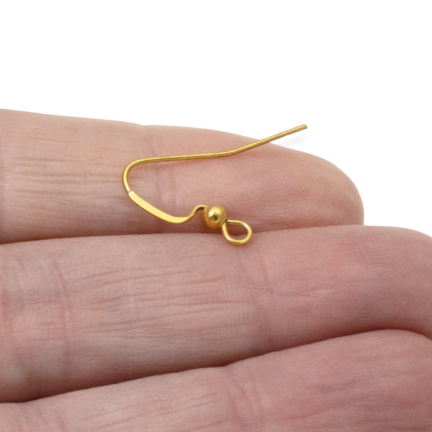 20 Gold-Plated Stainless Steel Ear Wires + 3mm Accent Bead - Long Earring Hooks