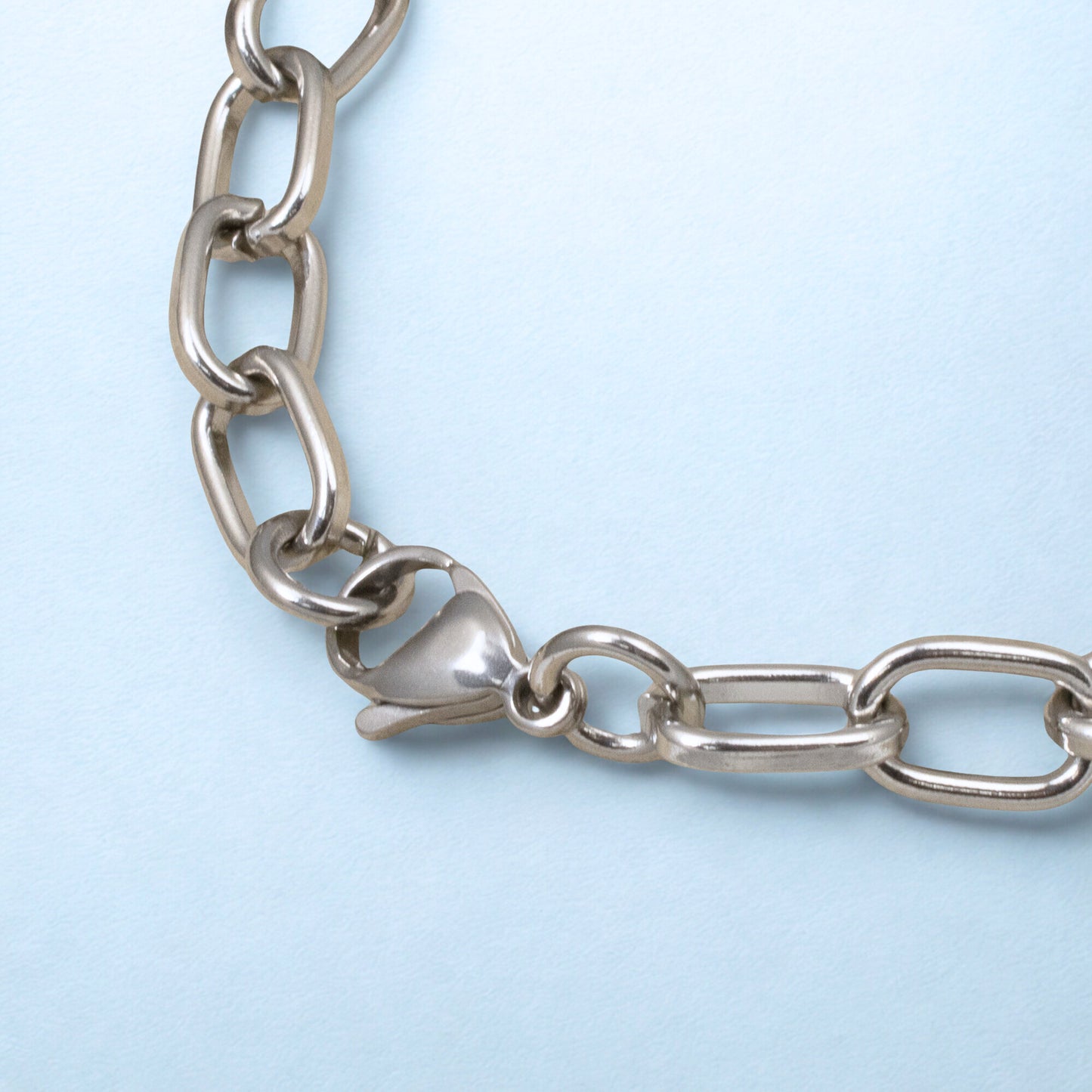 Adjustable 8" Stainless Steel Chain Bracelet with Lobster Clasp, Modern Paperclip Links