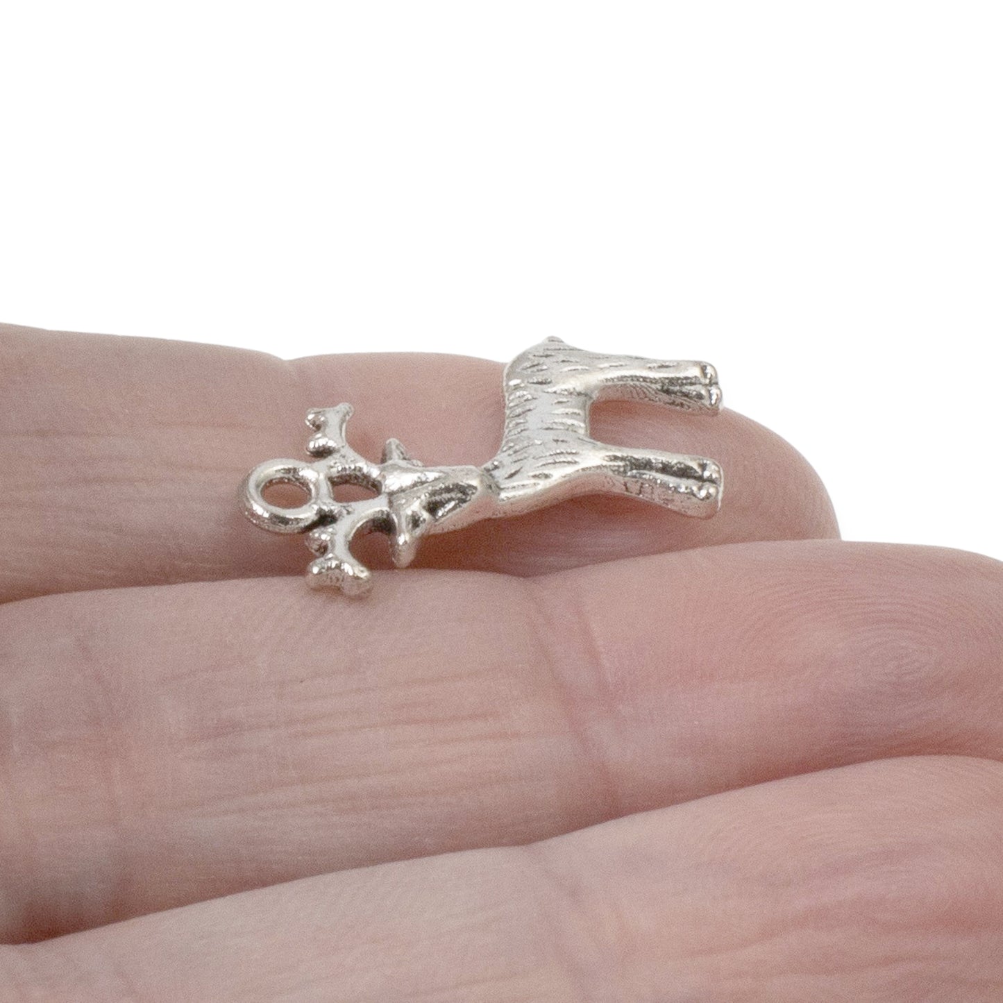 10 Silver Deer Charms, Nature Woodland Animal Pendant for DIY Jewelry & Crafts