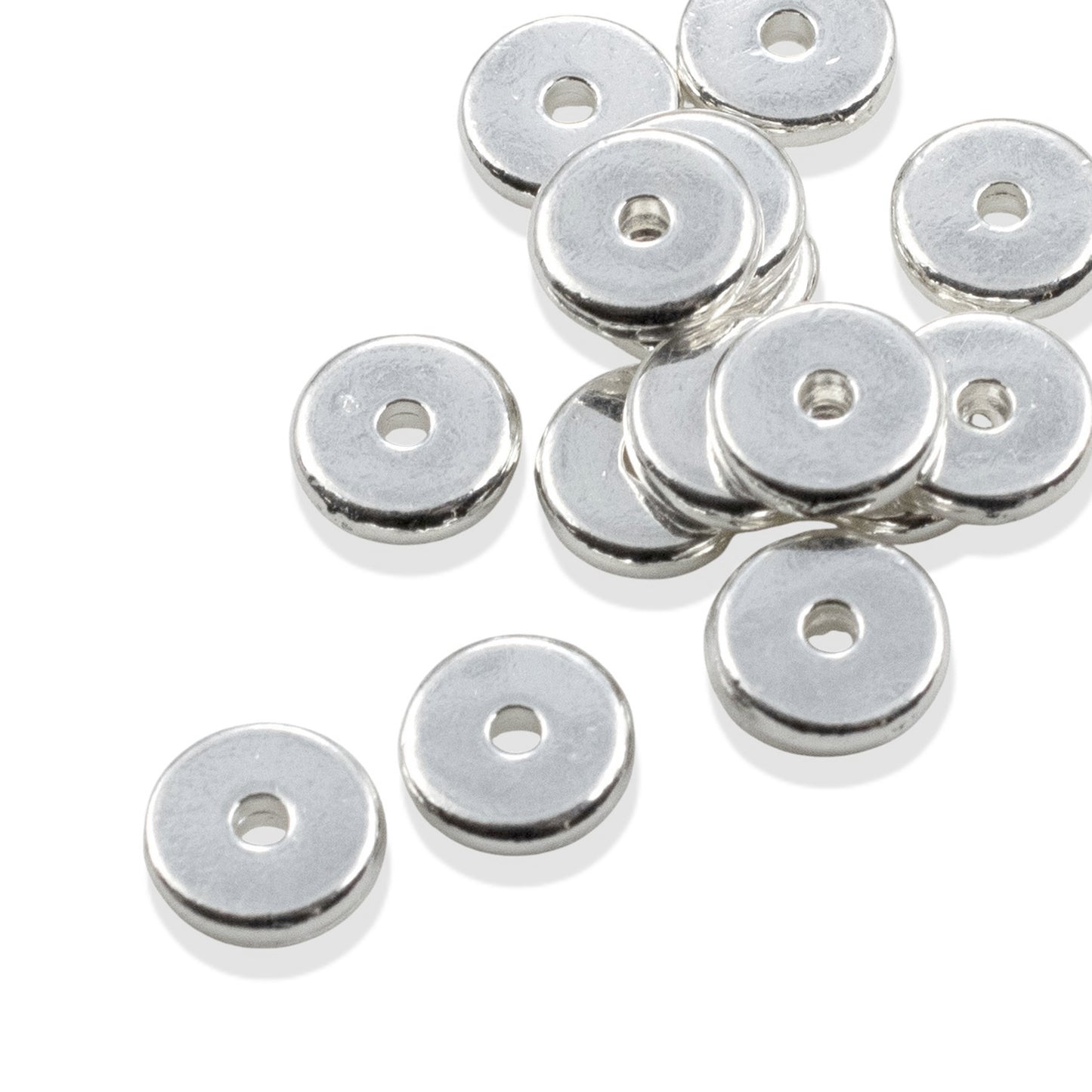 Silver 7mm Disk Spacer Beads: 25-Pack, Contemporary Heishi Modern Jewelry Design