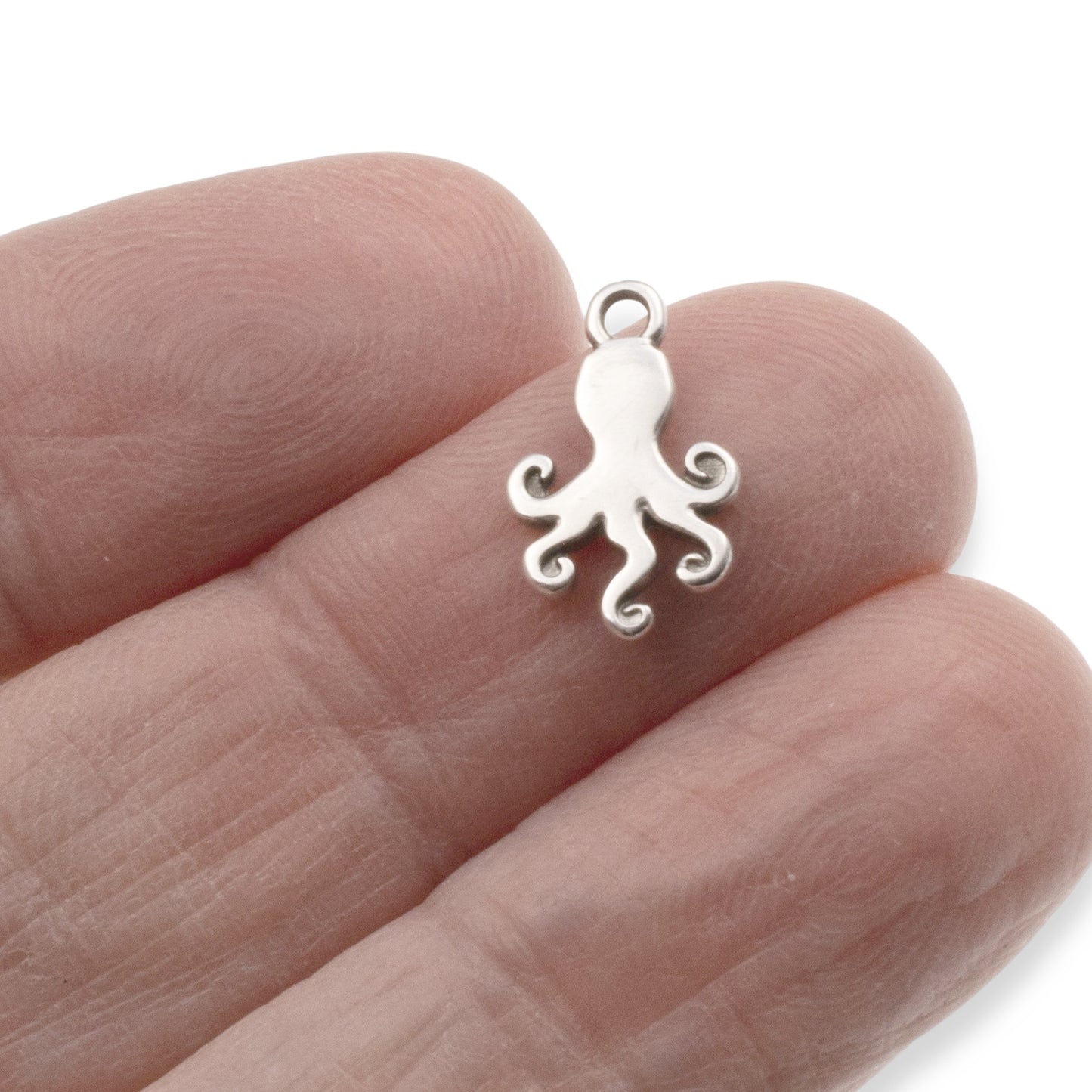 Silver Octopus Charms: 4-Pack Sea Creature Pendants, Summer Beach Nautical Jewelry