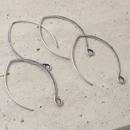 4-Pack V-Style Antique Silver Plated Ear Wires - 33mm Long - Nunn Design - USA Made