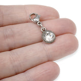 April Birthstone Clip-On Charm, Clear Crystal with Clip-On Design and Lobster Clasp, Unique Present for Birthday, Small Gift Idea