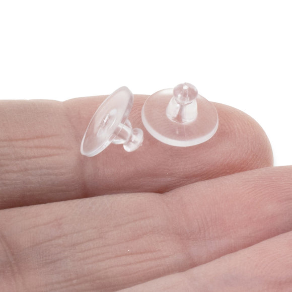 10 Pairs Clear Comfort Clutch Plastic Earring Backs, TierraCast