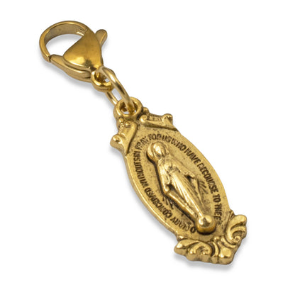 Miraculous Medal Clip On Charm: Gold Virgin Mary Catholic Jewelry Gift