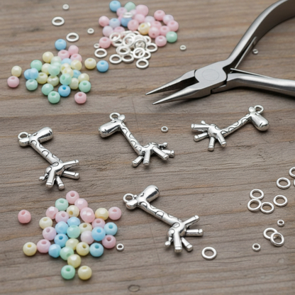 Prancing Giraffe Charms Silver Metal Zoo Animal Pendants 12-Pack