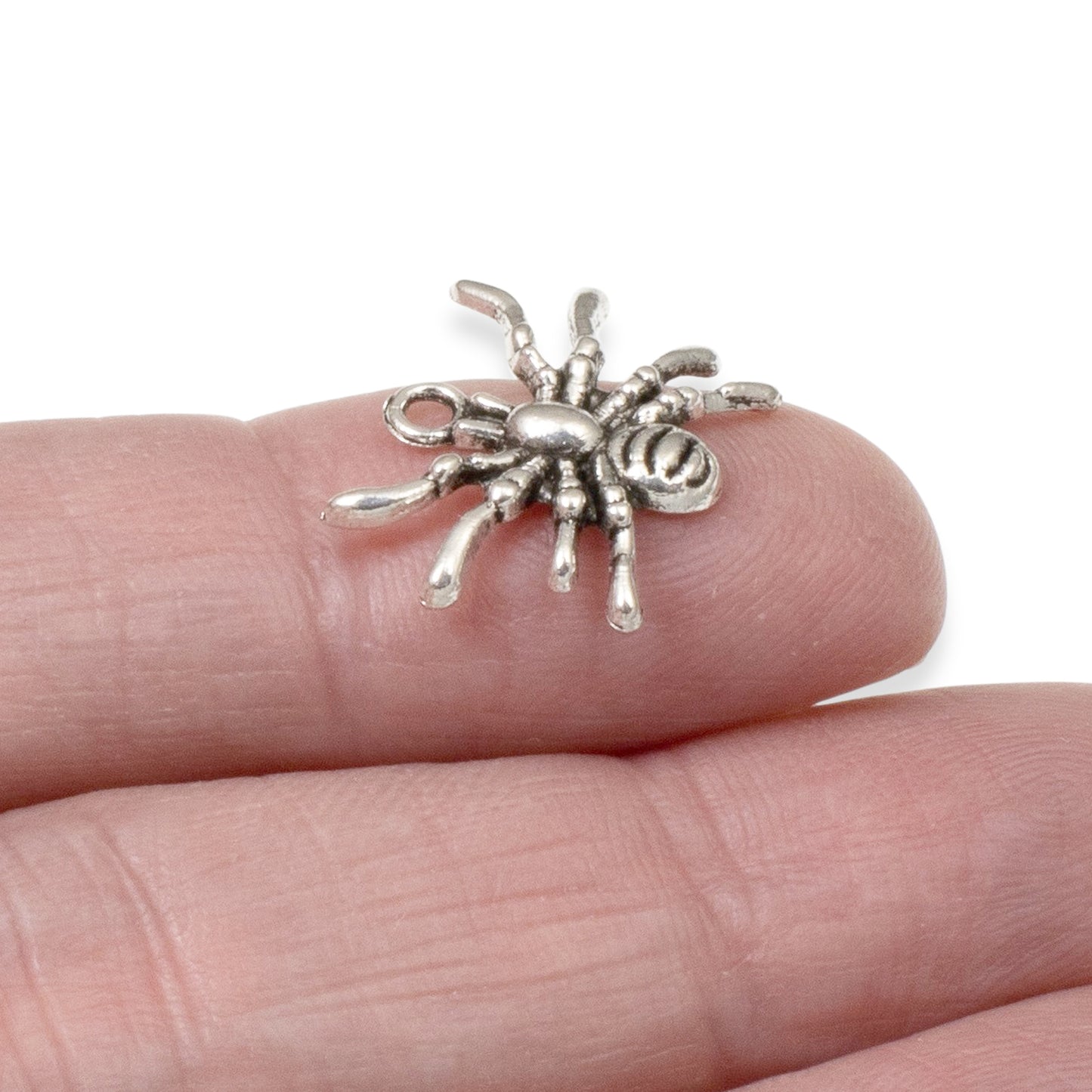 6Pc Creepy Spider Charm Set - Silver Spider & Web Pendants - Halloween Jewelry Supplies