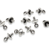 10 Silver Glue-In Bails - Basic Cap with Loop - For Large Hole Pendants & Beads