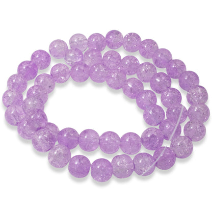 50 Lavender Crackle Glass Beads 8mm for Jewelry Making and Crafts