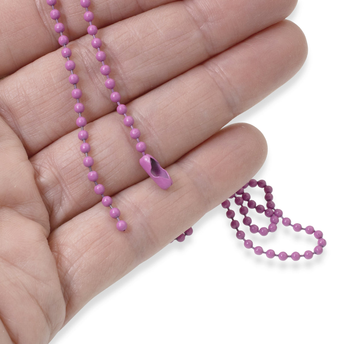 Magenta Pink Ball Chain Necklaces, 5-Pack Party Supplies, USA Made Steel, Group Crafts, Custom Jewelry, 30" Dog Tag, 2.4mm