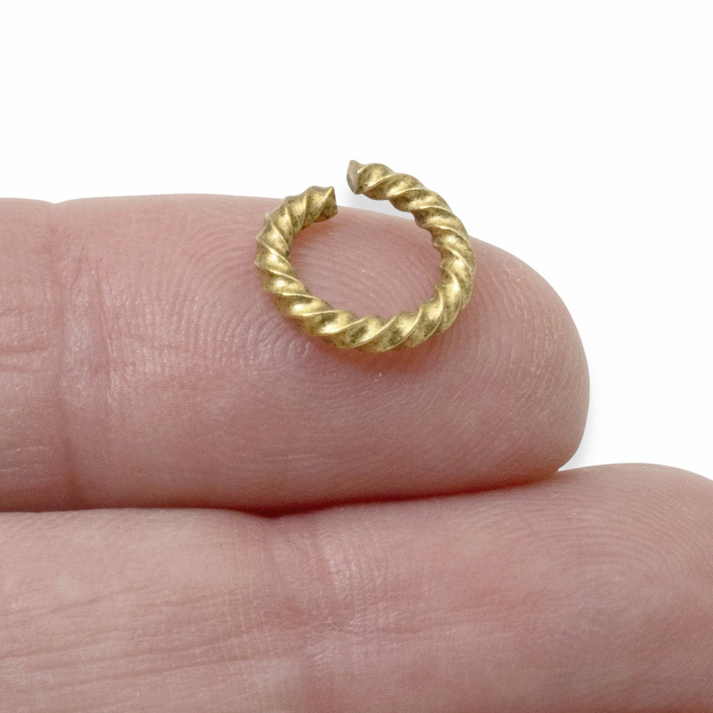 Large Antique Gold Rope Jump Rings: 10-Pack Charm Necklace Connectors