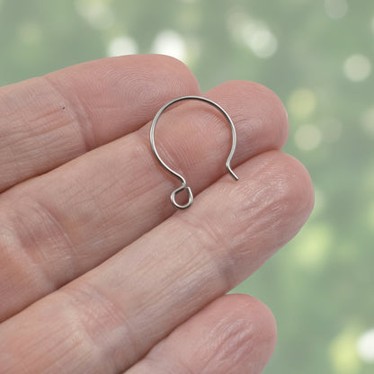 Gray Niobium Circle Hoop Ear Wires, Hypoallergenic, USA Made, 4-Pack