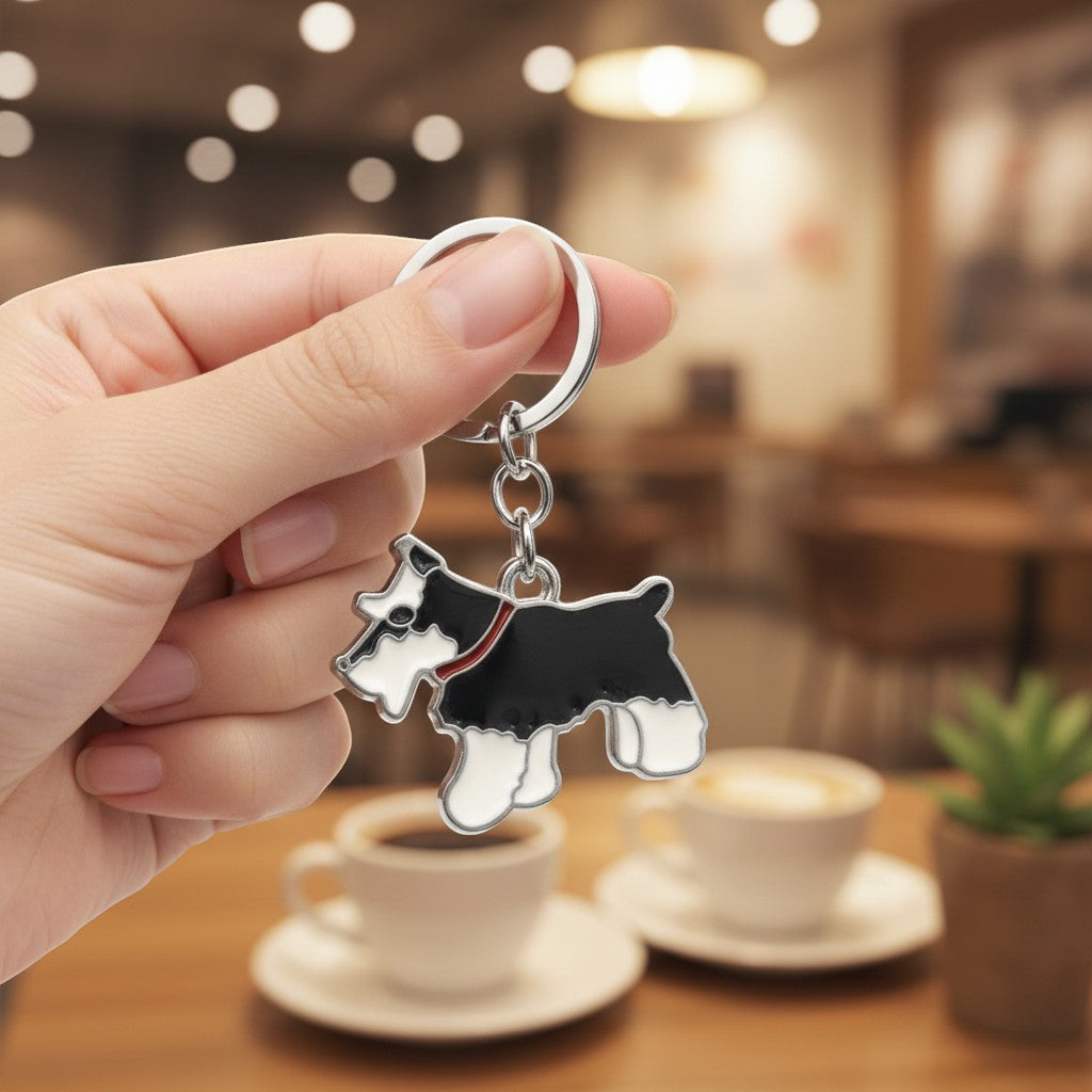 Schnauzer Dog Enamel Charms 6-Pack: Silver Metal Pendants Dog Mom Accessories