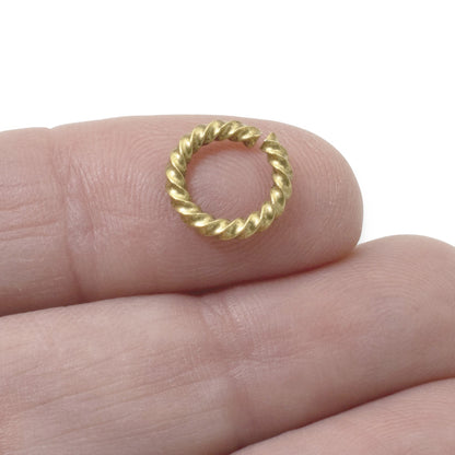 Large Antique Gold Rope Jump Rings: 10-Pack Charm Necklace Connectors