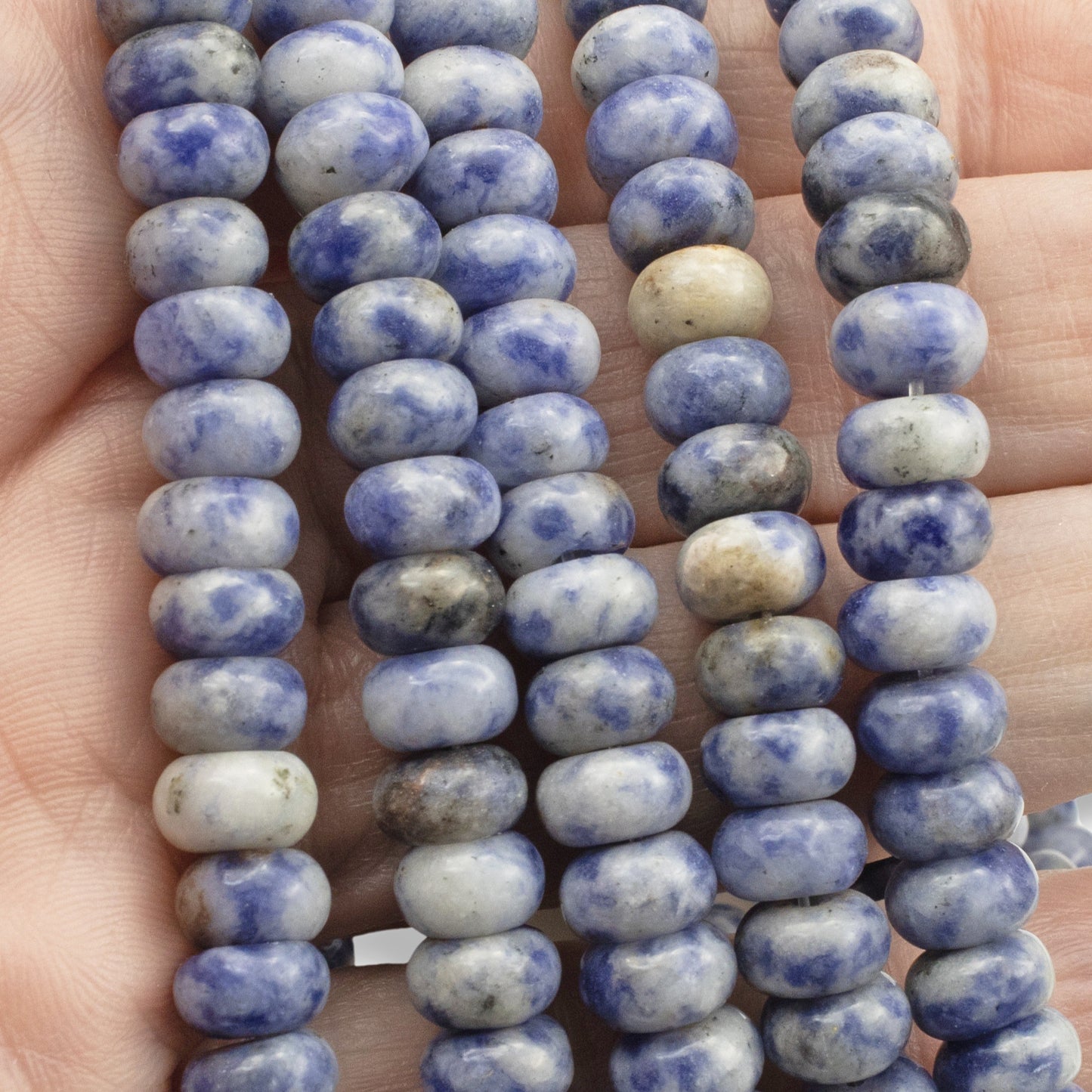 Denim Lapis Beads, Rondelle 5mm x 8mm, Blue Gray Gemstone Strand 78Pcs