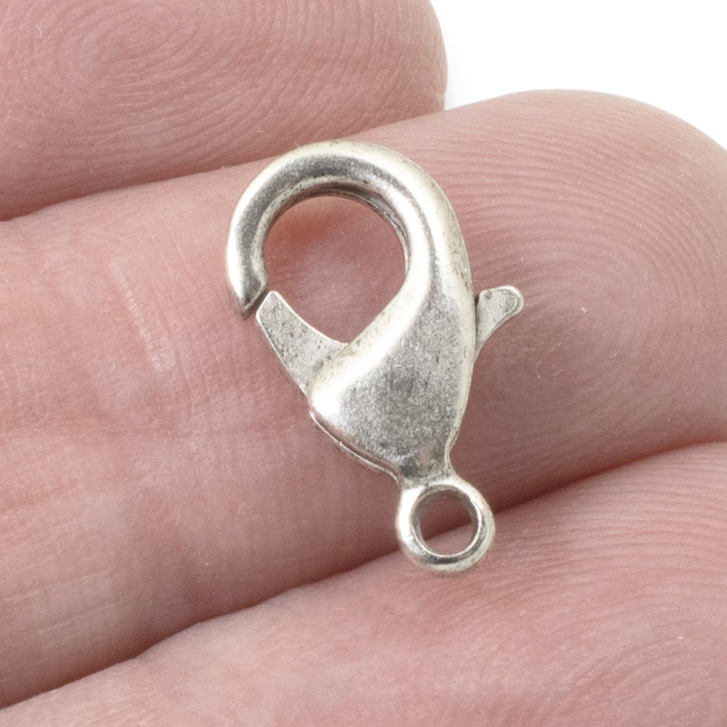 Antique Silver Lobster Claw Clasps: 8x15mm Vintage Style Jewelry Findings 5-Pack, Nunn Design