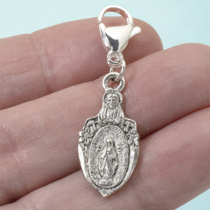 Miraculous Medal Clip On Charm, Mary Religious Jewelry, Catholic Gift Accessory