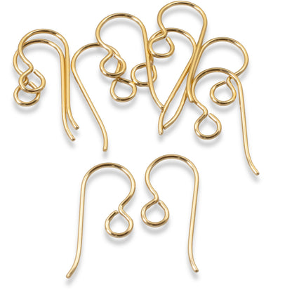 Gold Filled Ear Wires, 14/20 Regular Loop, USA Made, 10-Pack
