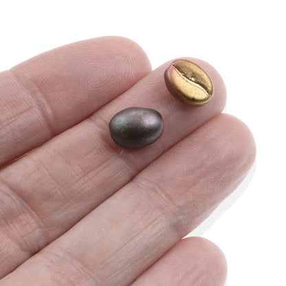 Coffee Bean Beads: Metallic Rainbow Mix Czech Glass 8mm x 11mm 10 Pack Colorful Java Jewelry Making