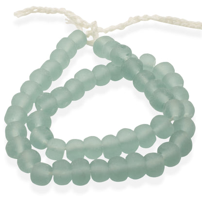 Light Green Recycled Glass Beads, Sea Glass Style Round Rustic, Indonesian Eco Friendly, 8mm Round Beads, 50/Pcs