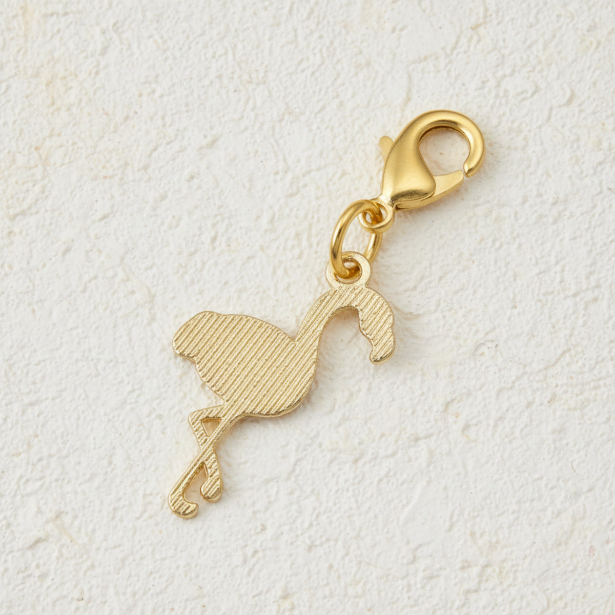 Enamel Pink Flamingo Clip On Charm, Tropical Bird Jewelry Accessory Beach Lover